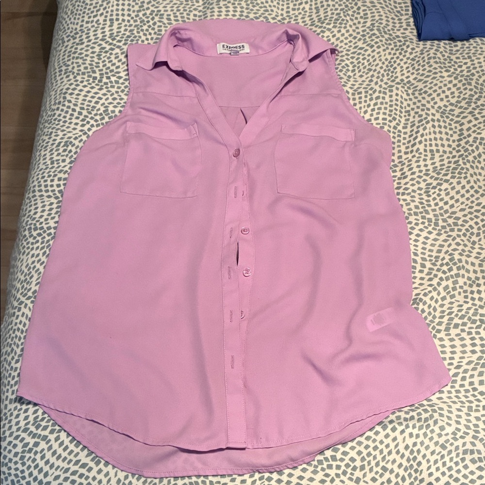 Express Women's Sleeveless Portofino Blouse Set - Blue, Lilac, Black - Picture 6 of 13